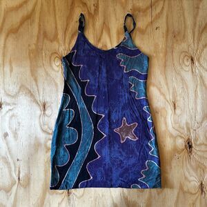 Vintage Handmade Indonesian Batik Rayon Mini Dress - Size M